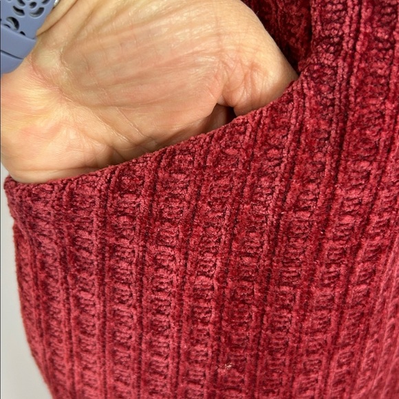 Papillon Academia Textured Knit 3/4 Sleeve Sweater Dress Medium Red Pockets - Picture 11 of 15